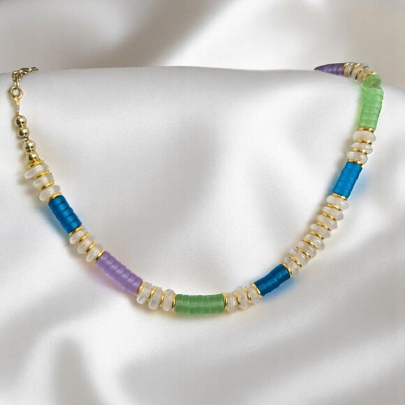 Sea glass of color beaded Necklace - Picture 7 of 7